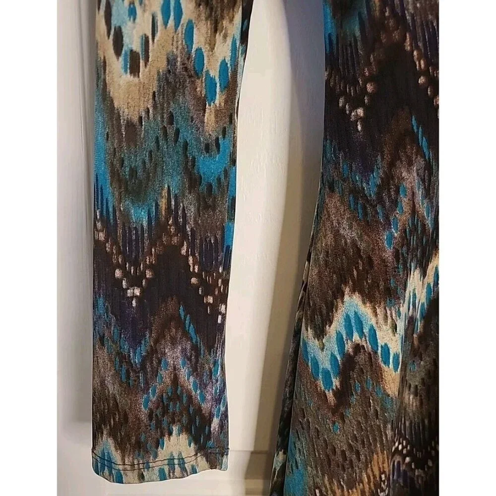 Women's Ariella Large Dress Zip Up Brown Tan Turquoise Boho Retro Chic Fall - Picture 5 of 9